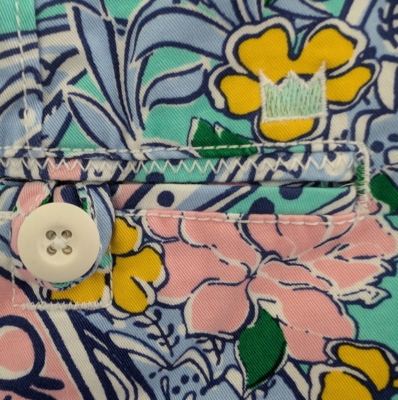 NEW Crown & Ivy Caroline 5" Chino Shorts WOMENS Size 4 Floral Paisley Aqua Pink - Picture 9 of 13